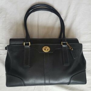 Coach Hampton Black Signature Carryall Handbag